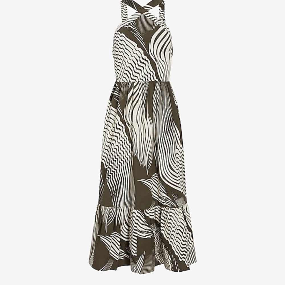 EXPRESS Halter Tiered Poplin Dress - Picture 6 of 10